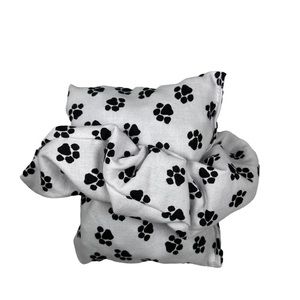 Black and white paw print homemade Mardi Gras bead bag and scrunchie bundle